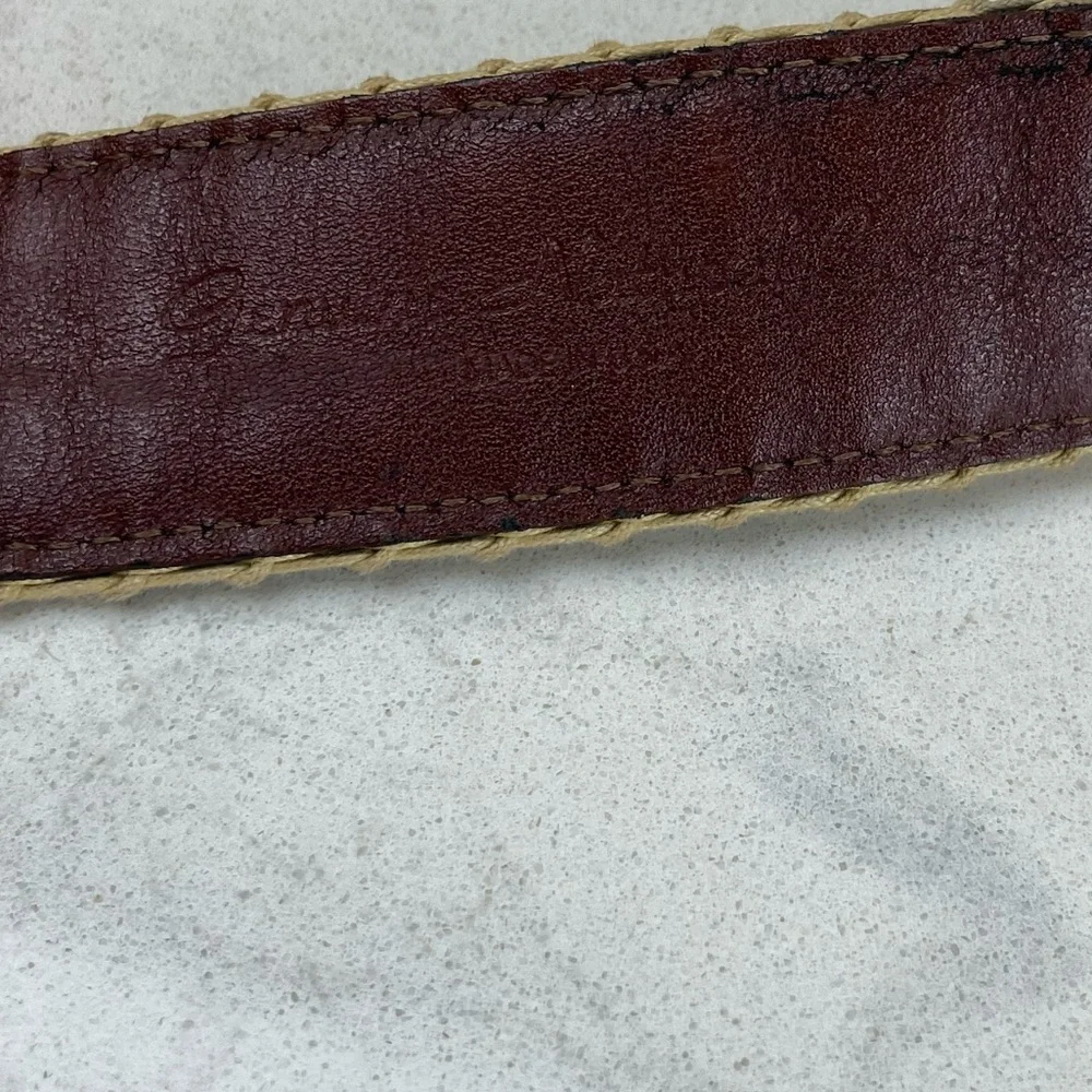 Men’s Vintage Torino Leather Cork Woven Belt Brown & Black Classic Casual Style
